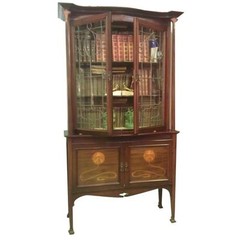 Exquisite Antique Art Nouveau Marquetry Cabinet Iconic Galle Style -Provenance