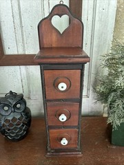 VTG Wooden Wall 3 Drawer Spice Cabinet Cupboard Apothecary Chest Jewelry