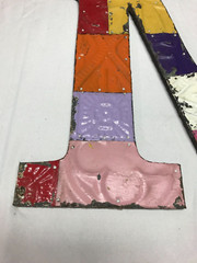 Decorative Salvaged Tin Ceiling 16″ Patchwork Mix Color Metal Letter M 1601-23B