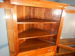 Rustic Solid Walnut Corner Cabinet Brass H Hinges Country Federal