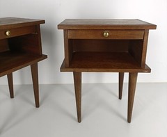 Pair Couple Vintage Night stands End tables Mid Century Modern Wood pop art Fun