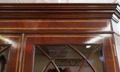Vintage English Edwardian Style Mahogany Inlaid Corner Cabinet