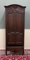 Antique French Louis XV Style Armoire Cupboard Linen Cabinet Bonnetiere Oak
