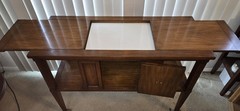 Mid Century Modern Bar Cart Cabinet Server Expanding Top Storage Rolling MCM
