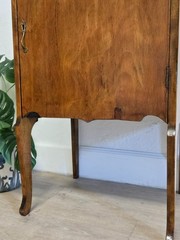 Antique Sheet Music Cabinet W/ Mirror-Victorian Solid Wood Record Storage Table