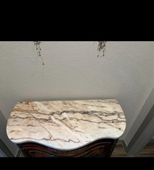 Antique French Style cabinet Marble top,hand painted H 32 1/2″, W 35″,D 17 1/2”
