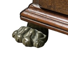 ANTIQUE GEORGE III OAK SPECIMEN OR VALUABLES CABINET WITH LION’S HEAD MOUNTS