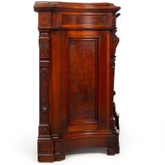 Renaissance Revival Walnut and Marble Cabinet w/ Bronze Clodion Plaque