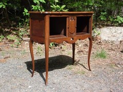 Antique Solid Oak French Louis XV Style Tambour Cabinet Table Server Cupboard