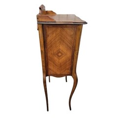 19th C French Walnut Curio Cabinet Display Vitrine Glass Doors Cabriole Legs