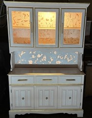 Heirloom Rose China Cabinet |Blush Pink Hutch Rose Gold Lighted Display Cabinet