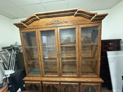 China Cabinet Hutch Buffet Two-Piece Glass Wood Dining Console