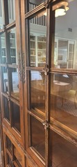Vintage 20th Century French Provincial Hutch Cabinet With Glass Windows