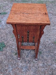 Antique Tiger Oak Pipe Tobacco Smoking Cabinet, Nightstand, Light Stand