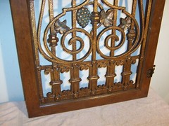 Vintage Faux Iron Gate Grape Clusters Wine Cabinet Door Only Wall Art Salvage