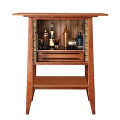One-of-a-kind Oriental-Style Custom Cherrywood Cabinet w Unique Tambour Doors