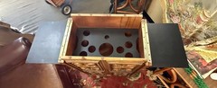Rolling Dry Bar Cabinet Lane 1970s Mediterranean Carved Expandable Leaves
