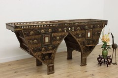 Indian Antique Carved & Painted Giant 9′ Granary Cabinet #52037