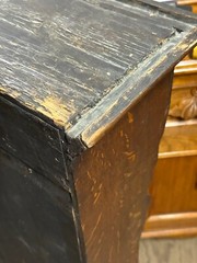 antique Georgian chippendale oak pewter cupboard cabinet 2pc fluted