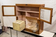 Vintage Hoosier Cabinet – Top Only – Etched Glass And Oak – Greencastle, Indiana