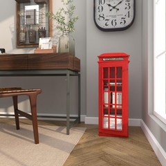 Vintage Wooden Telephone Storage Unit – London Booth Accent Cabinet, 2 Shelves,