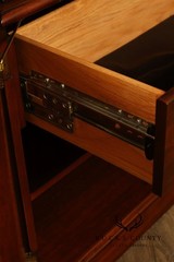 China Cabinet Display Bookcase with Carved Pediment and Silk Backing
