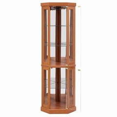 5-Tier Lighted Curio Cabinet Glass Corner Display Cabinet w/ Display Light Bulb