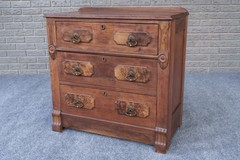 Antique Victorian Eastlake 3 Drawer Commode Chest of Drawers