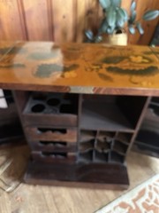 Vintage Chinese Cabinet Chinoiserie Asian style Folding Liquor French Bar Brass