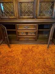 Vintage Drexel Brand bow-front china cabinet