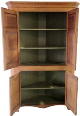 Corner CABINET Cupboard, Ohio, attr Shaker Union Village, Walnut, early1800 80″t