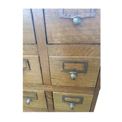 antique Tiger Oak 8 Drawer Library Card Catalog Cabinet Brass Hardware Vintage