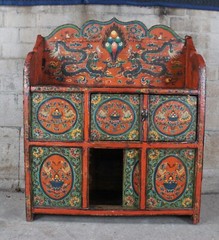Antique Tibetan Elm Pegam Apothecary Bookcase Chest Altar Cabinet Bench Seat 43