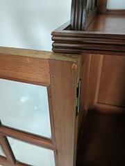 Large antique art deco cabinet wall hanging display buffet beveled glass wood