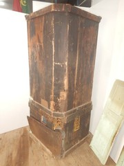 Antique Corner Cupboard Cabinet Blind doors Early Primitive 2 piece