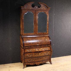 Dutch trumeau furniture bureau inlaid wood desk cabinet 20th century commode