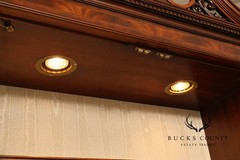 China Cabinet Display Bookcase with Carved Pediment and Silk Backing