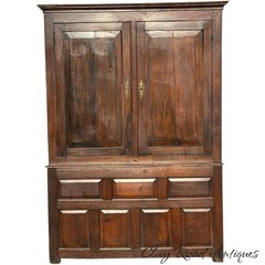 Antique Livery cabinet cupboard oak raised panel Pilgrim Period Farm House