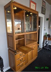 Vintage Campaign Style Oak China Hutch