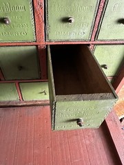 1900s Cabinet Apothecary Industrial Nut Bolt Multi Drawer Depression Era Country