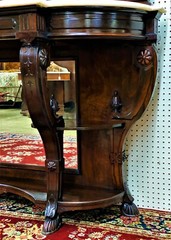 American Antique 9′ tall Renaissance Revival Rosewood Etagere Entry Console 1860