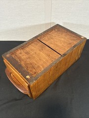 Vintage Wood 15x8x6.5” Recipe Box Card Catalog 1 Drawer Oak Library File Cabinet