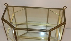 Vintage 3-Tier Brass Glass Mirrored Curio Cabinet Hanging Tabletop Display 14×10