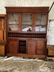 WOW vintage antique mahogany post Office work cabinet 83” L x 101” H x 15.5” D