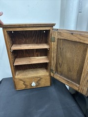 Antique Medicine Apothecary Cabinet Tiger Oak Wood Punched Tin Pineapple 🍍