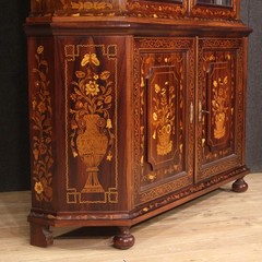 Great inlaid display cabinet Dutch sideboard double body 20th century bookcase