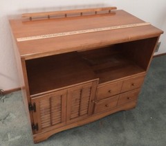 Mid Century Mod American Solid Rock Maple Shutter Door Cabinet Hifi Console Bar