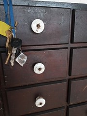 Loaded full 57″ Antique Apothecary Hardware Cabinet 30 Drawer Industrial We Ship