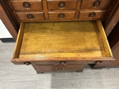 ANTIQUE HARVARD CO ROLL TOP OAK DENTAL CABINET