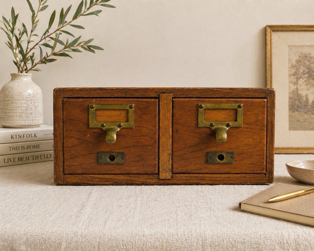 Vintage Wooden Card Catalog Cabinet – Apothecary Style Storage